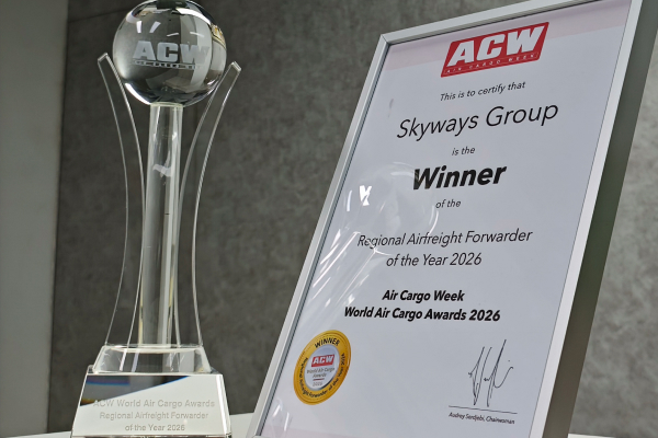 Skyways Group has been recognized as the Regional Airfreight Forwarder of the Year 2026 at the prestigious ACW World Air Cargo Awards, held today in Shanghai, China.